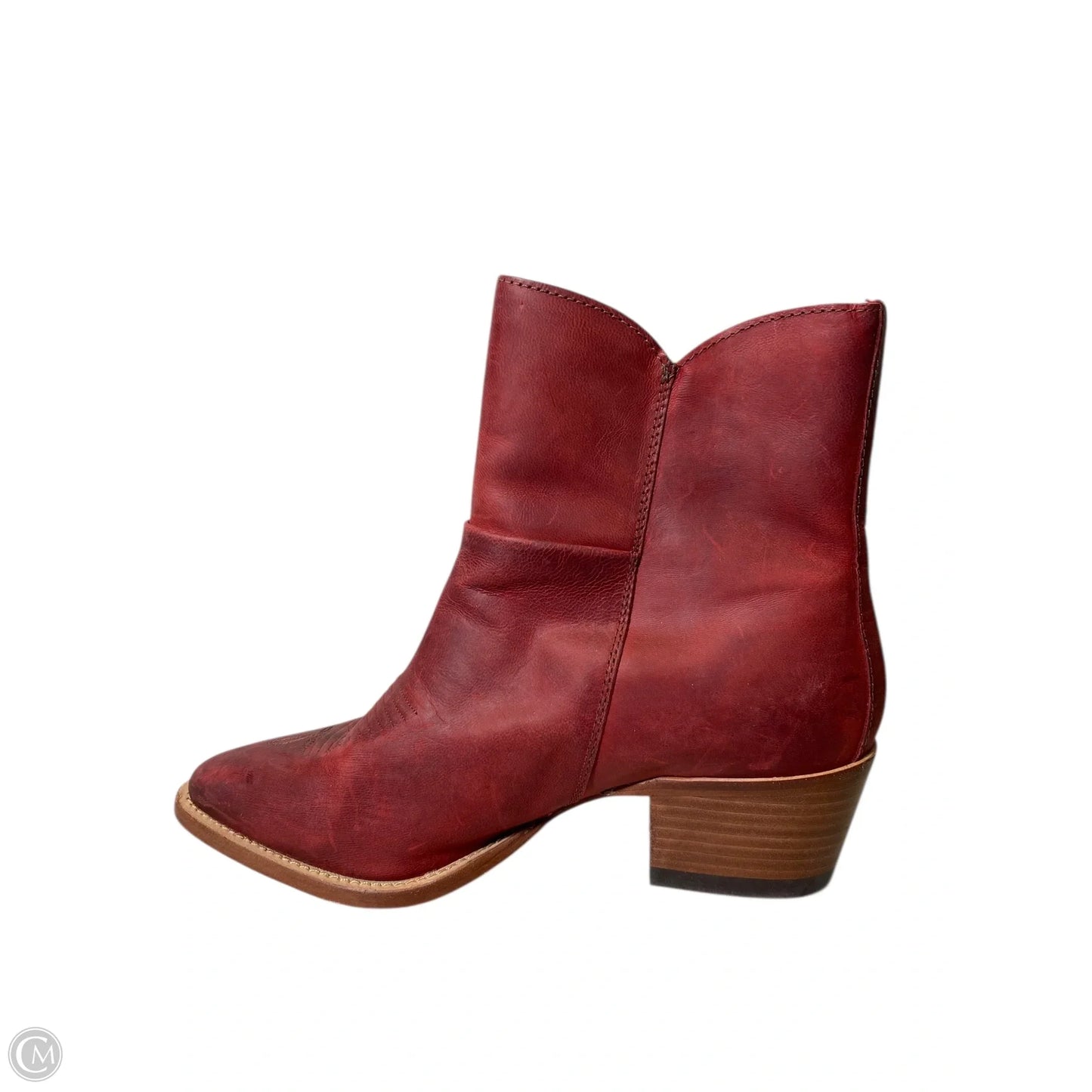 Boots Mid-calf Heels By Lucchese In Maroon, Size: 8.5