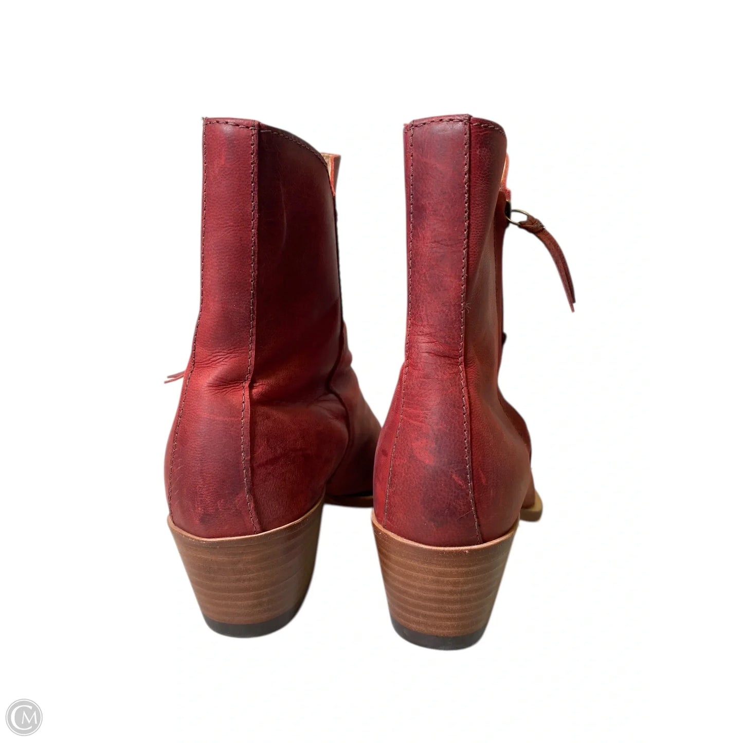 Boots Mid-calf Heels By Lucchese In Maroon, Size: 8.5