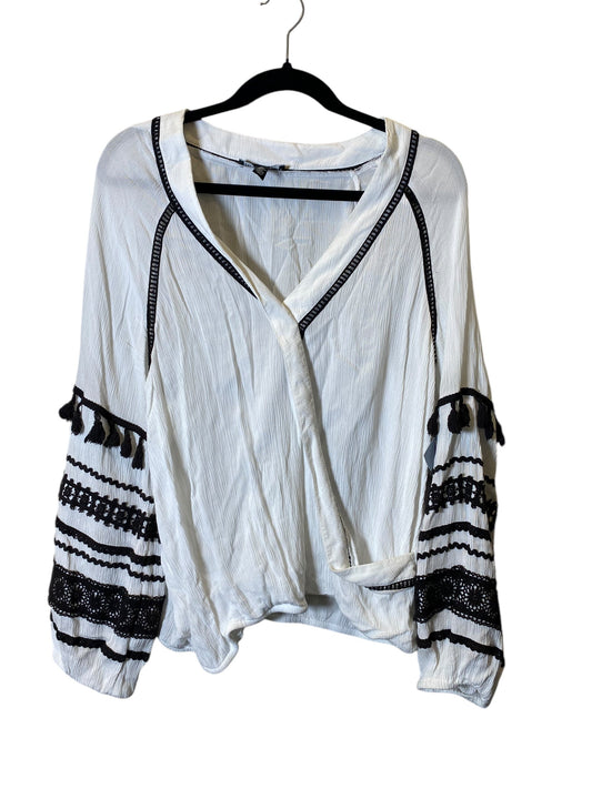 Top Long Sleeve By Inc In White, Size: L