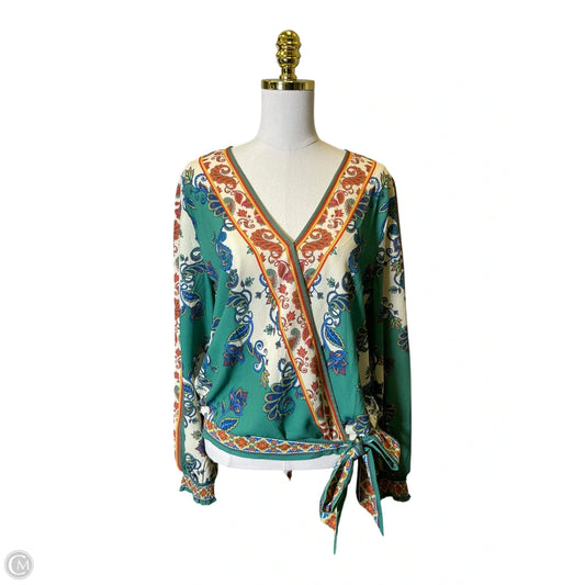 Blouse Long Sleeve By Flying Tomato In Multi-colored, Size: L