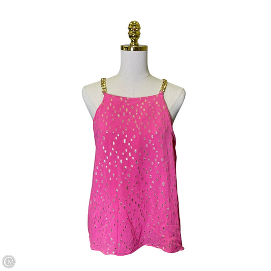 Top Sleeveless Designer By Lilly Pulitzer In Gold & Pink, Size: L