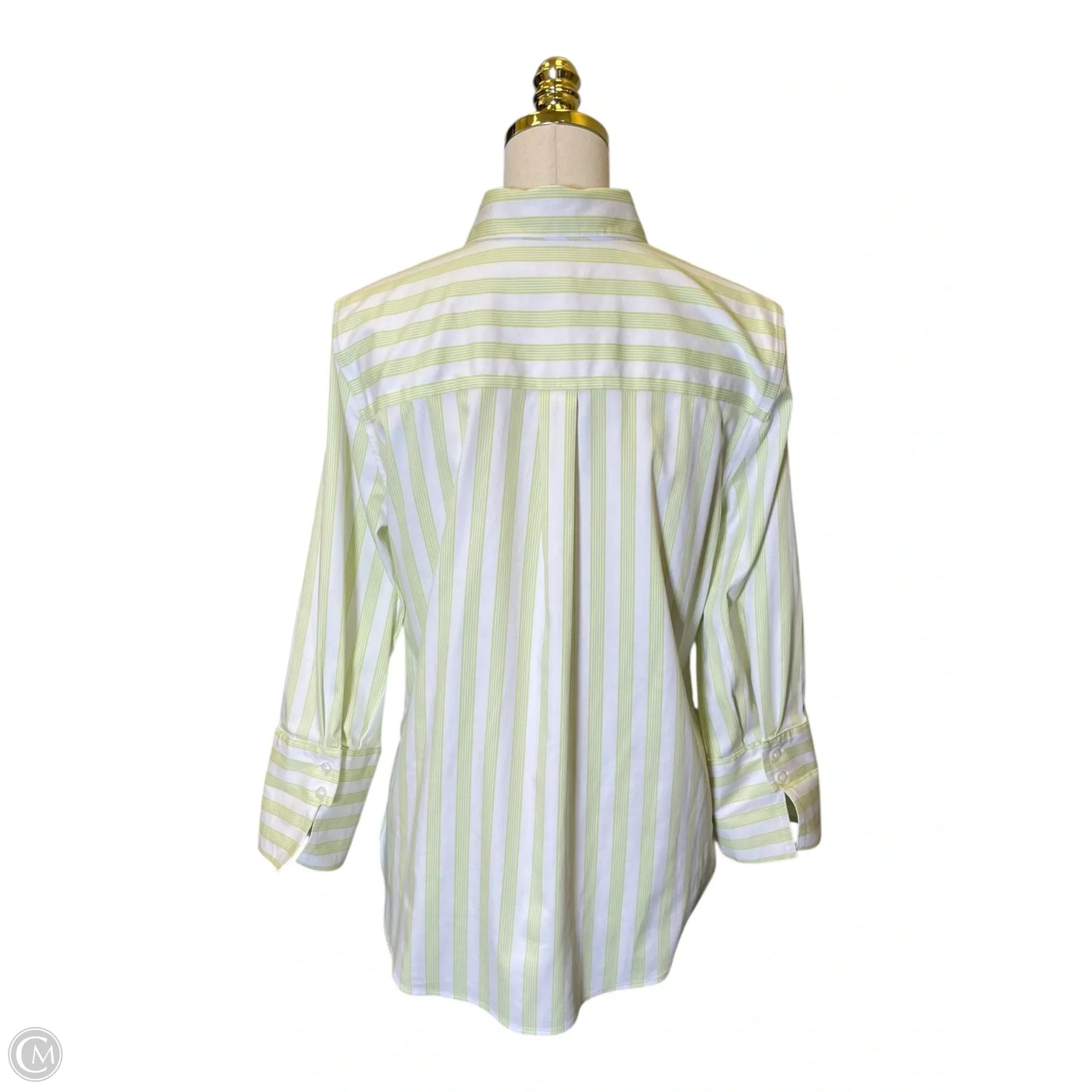Top Long Sleeve By Chicos In Green & White, Size: M