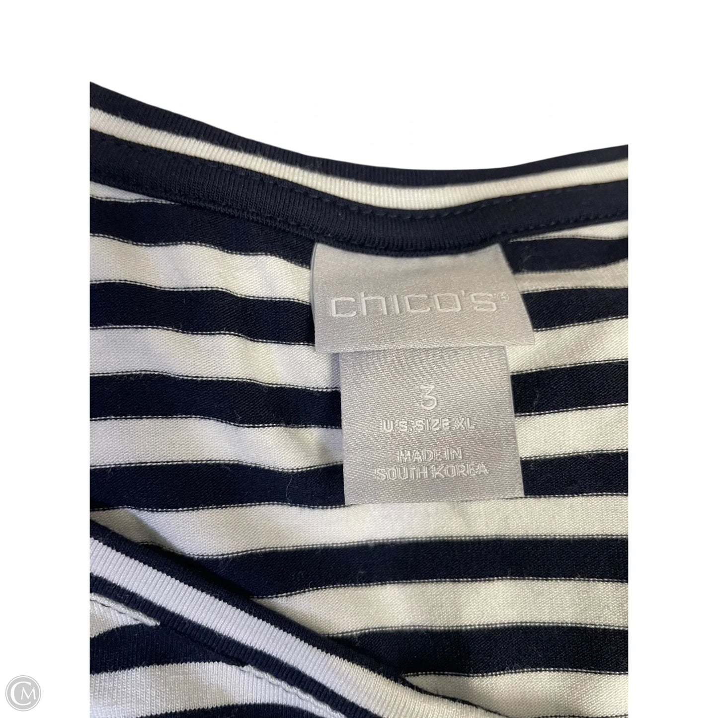 Top Long Sleeve By Chicos In Black & White, Size: Xl