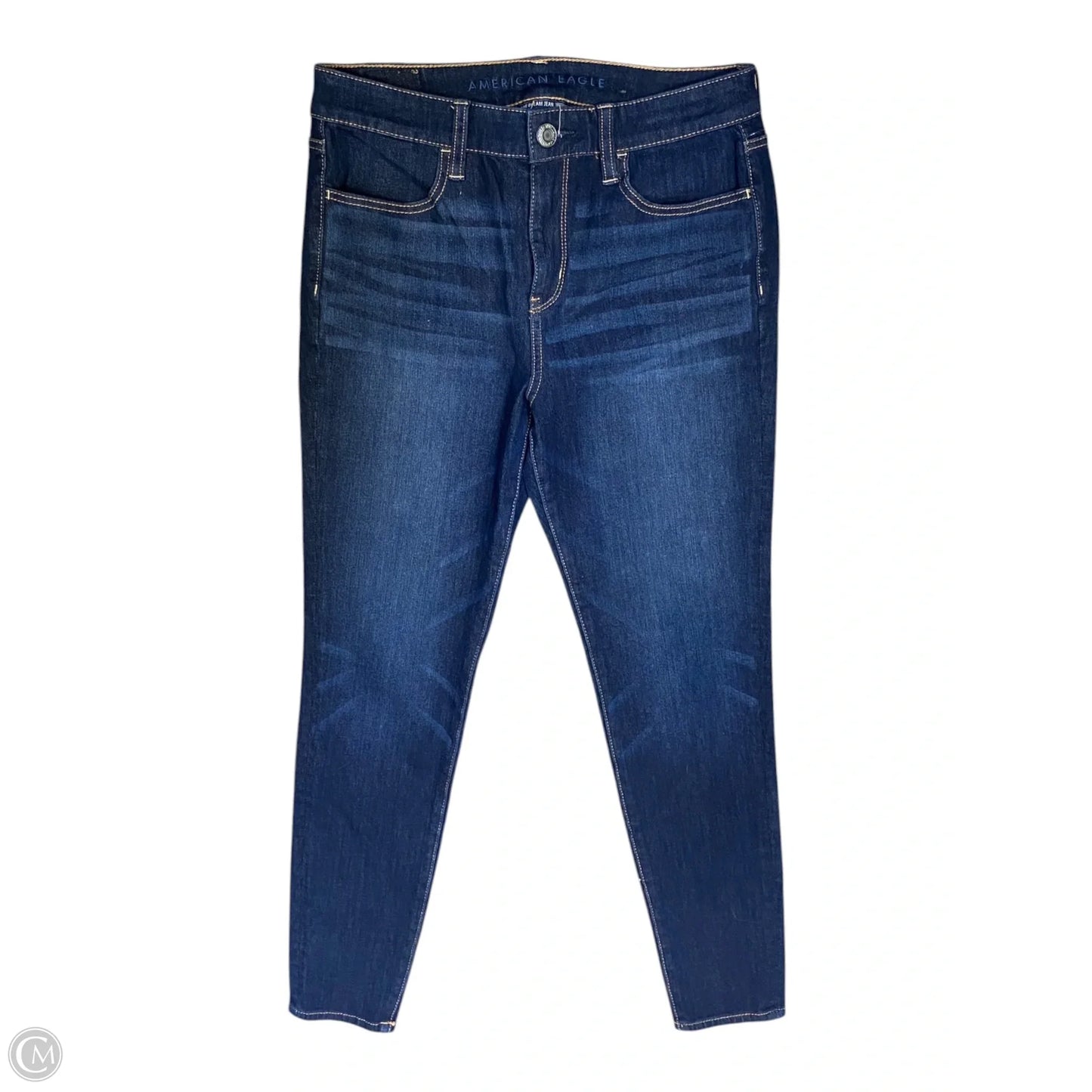 Jeans Skinny By American Eagle In Blue Denim, Size: 8