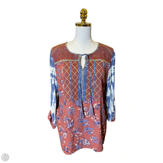 Blouse Long Sleeve By John Mark In Multi-colored, Size: M