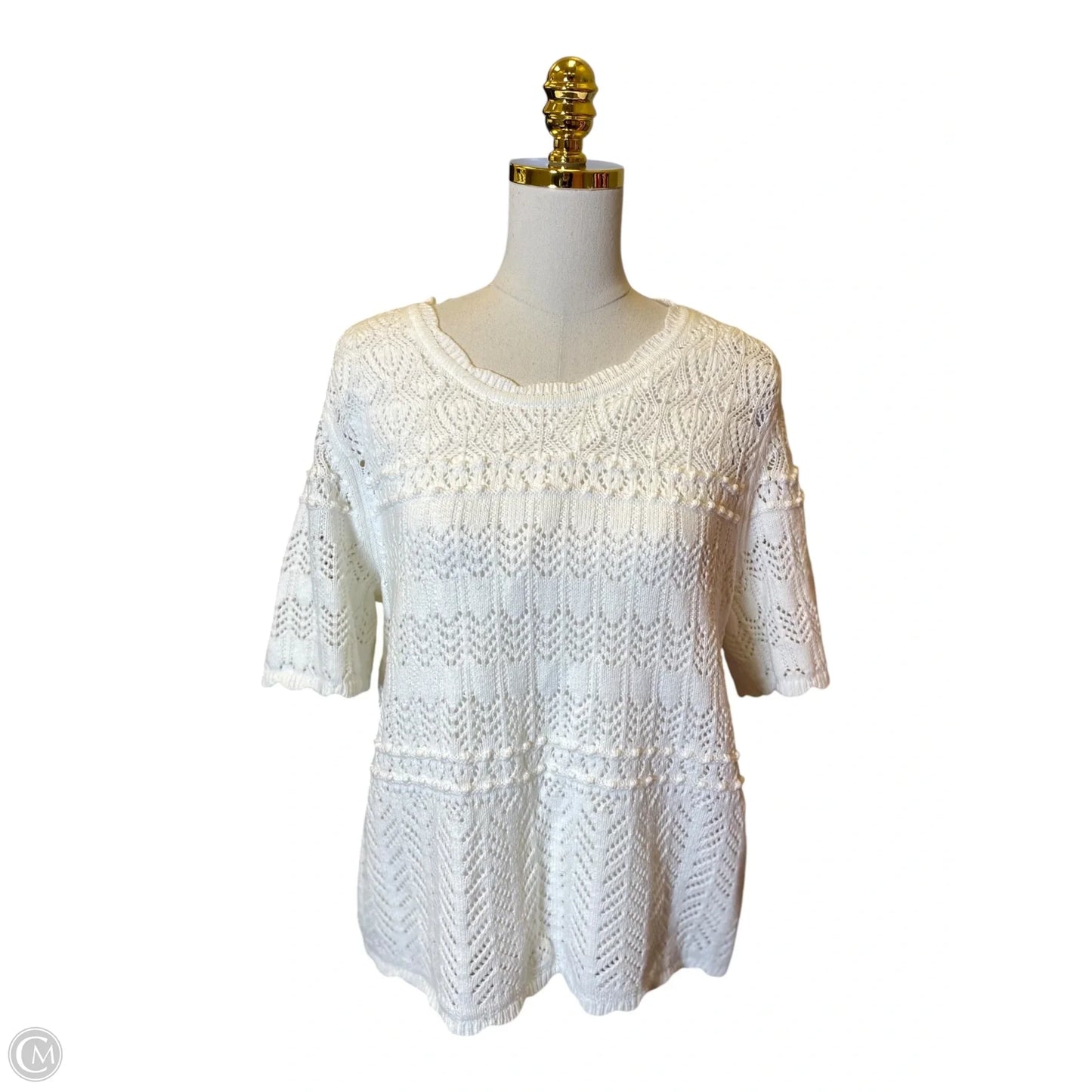 Top Short Sleeve By Talbots In White, Size: Xl
