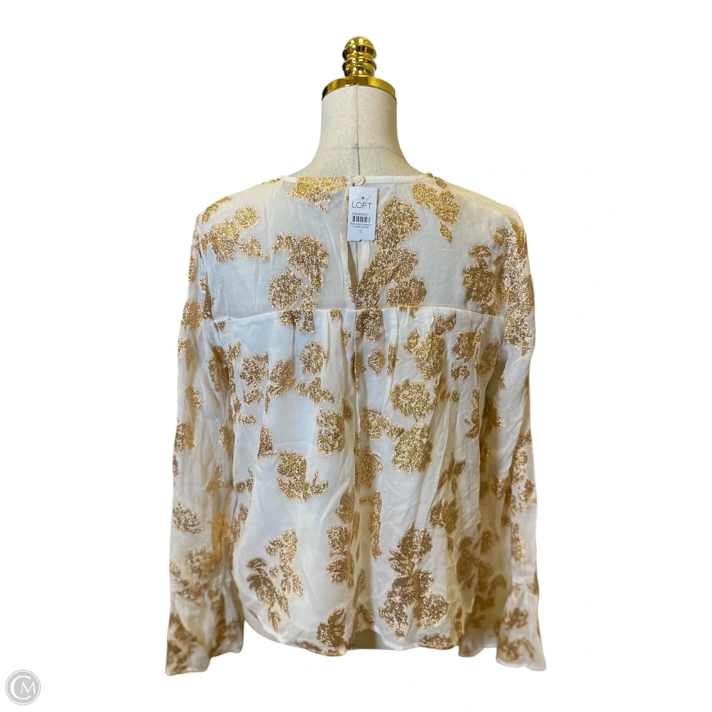 Blouse Long Sleeve By Loft In Gold, Size: S