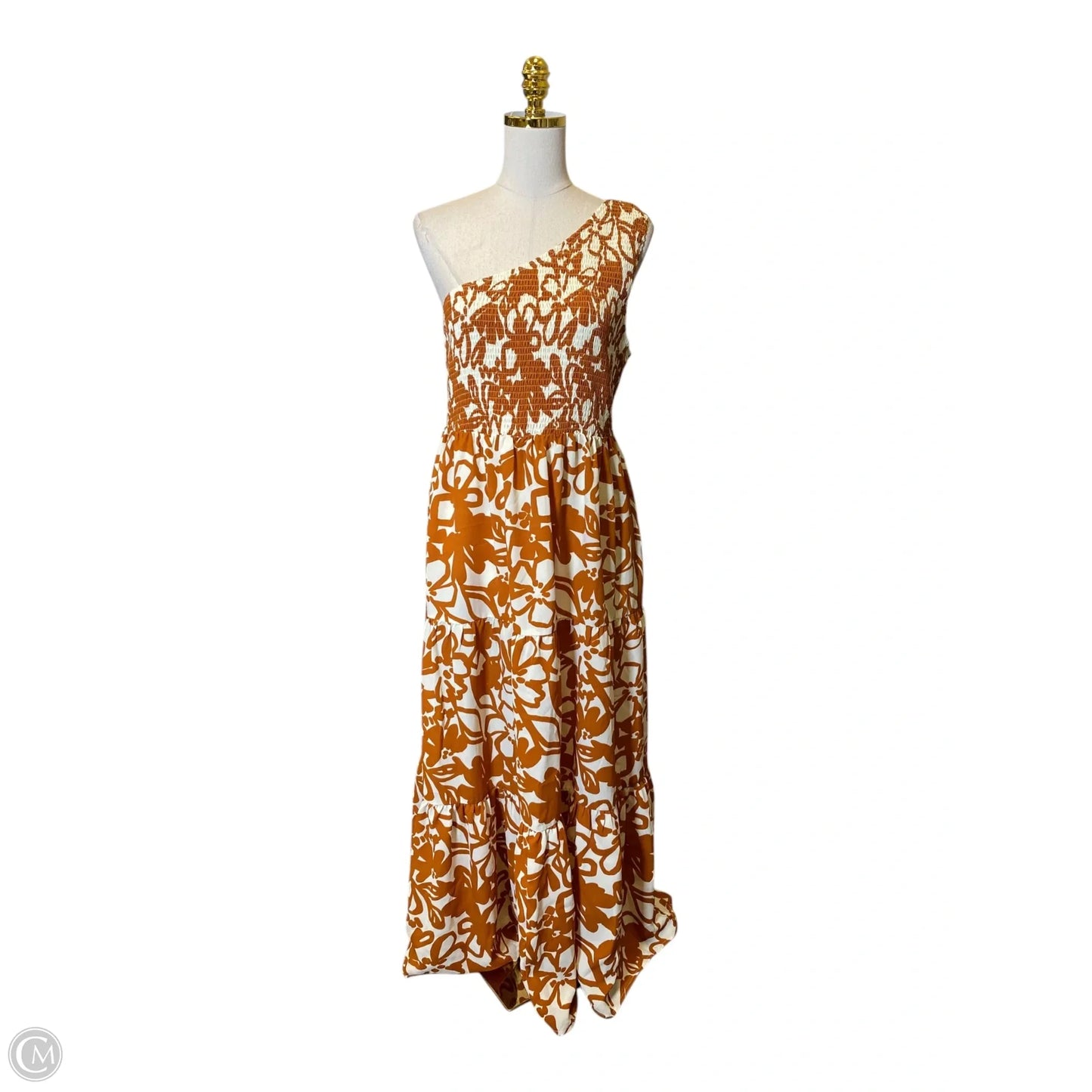 Dress Casual Maxi By Sugar Lips In Orange & White, Size: L