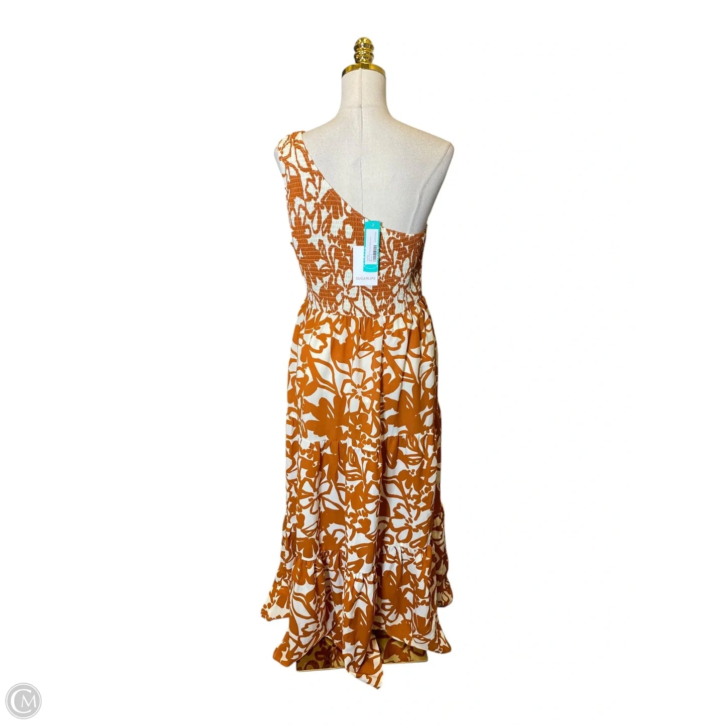 Dress Casual Maxi By Sugar Lips In Orange & White, Size: L
