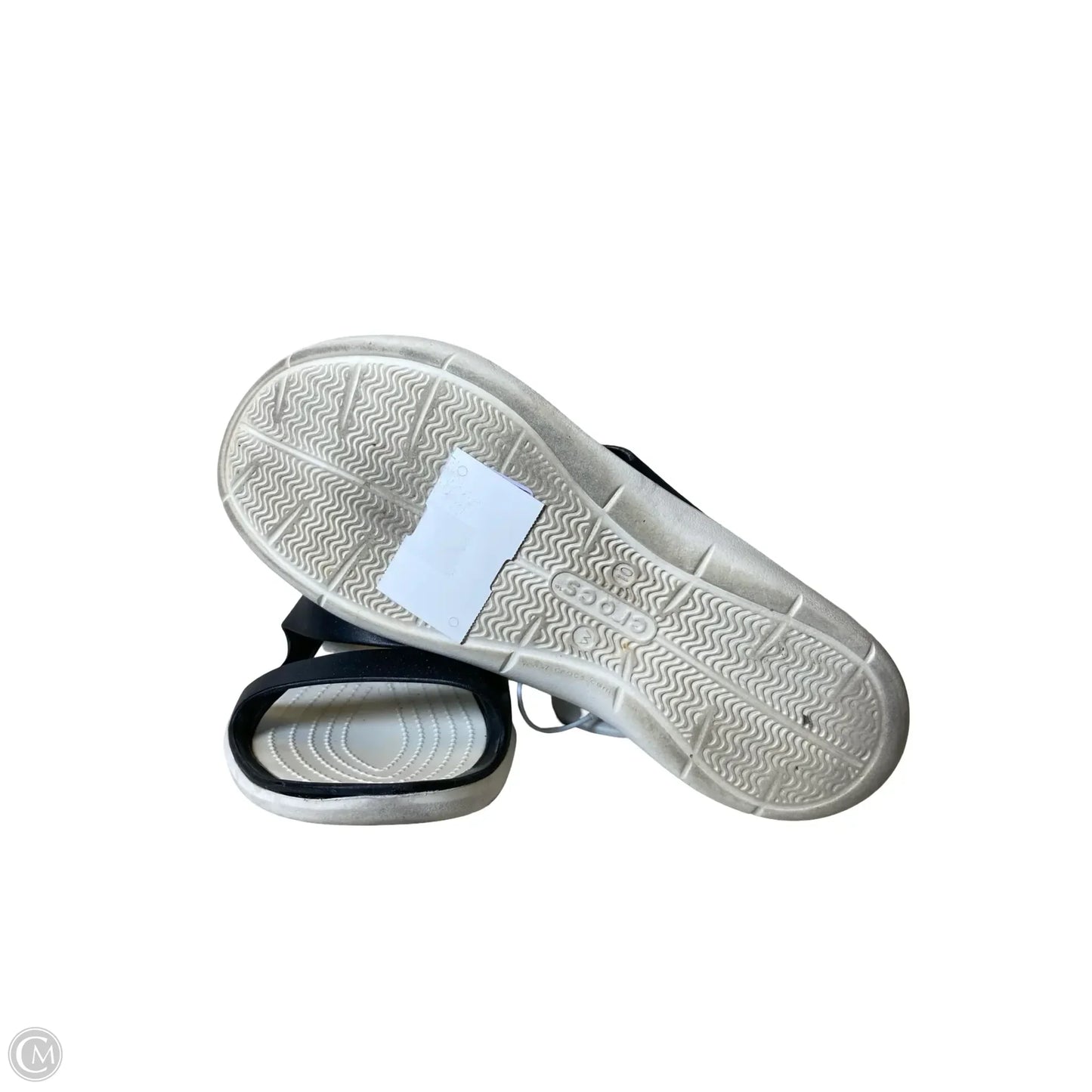 Sandals Flats By Crocs In Black & White, Size: 10