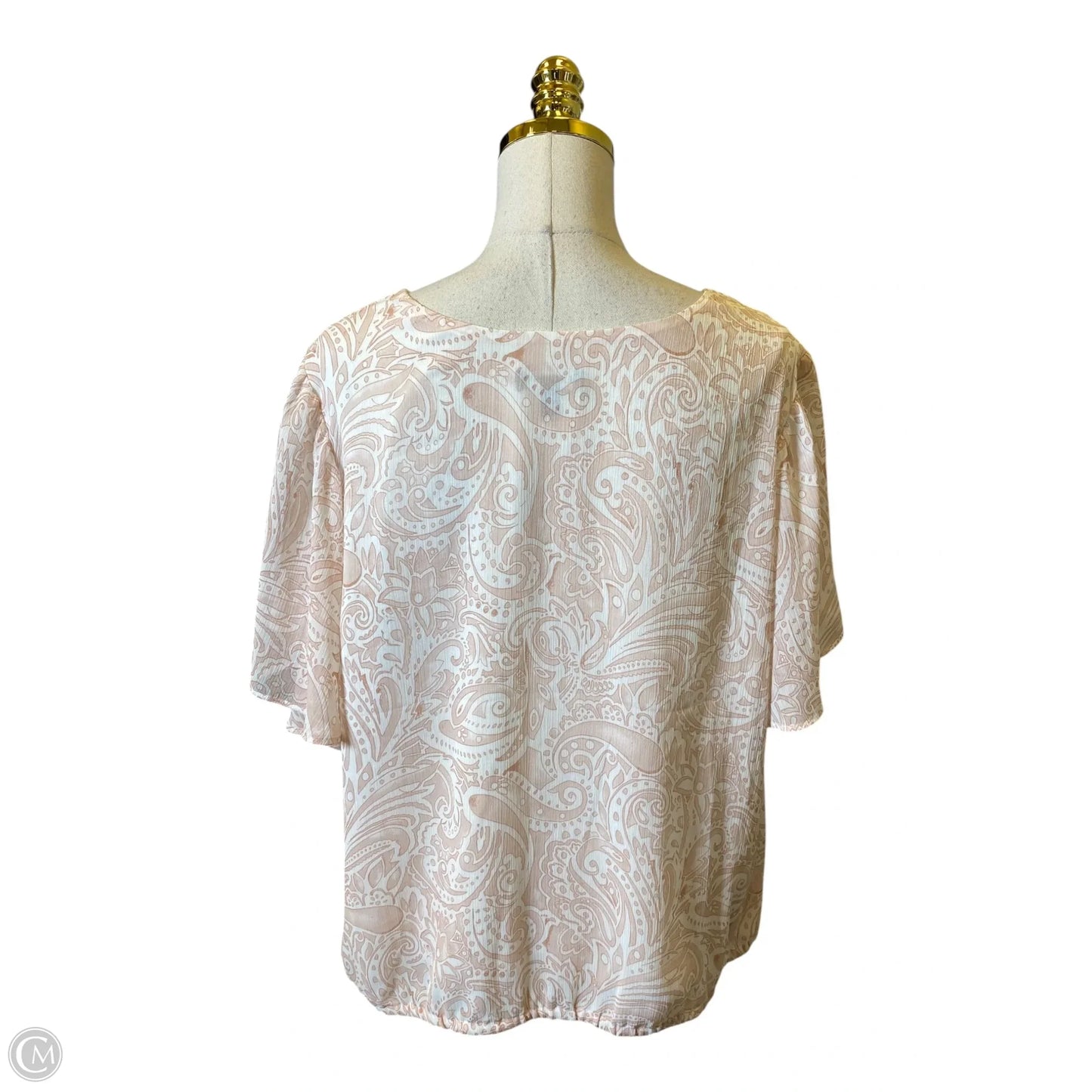 Top Short Sleeve By Express In Pink & White, Size: Xl