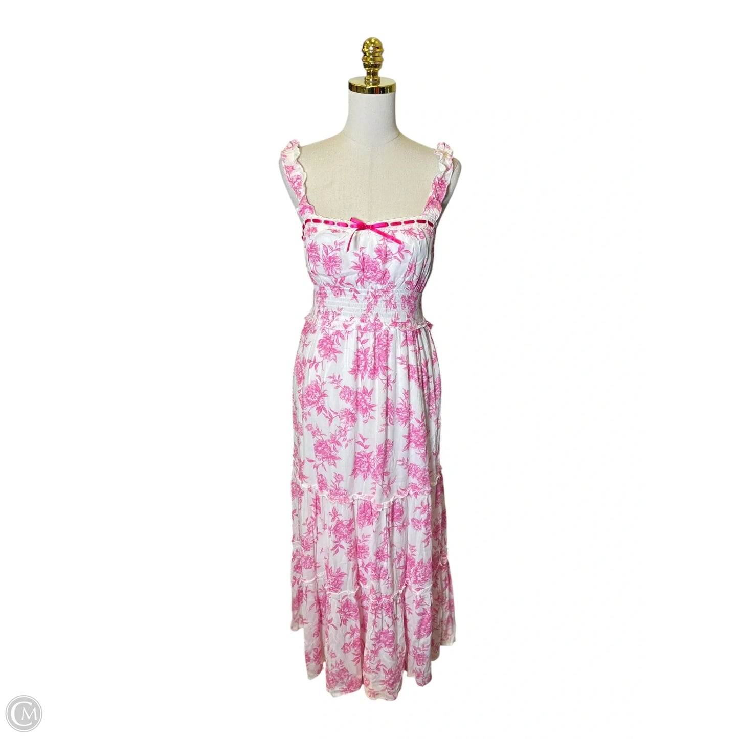 Dress Casual Maxi By Inspired Hearts In Pink & White, Size: L