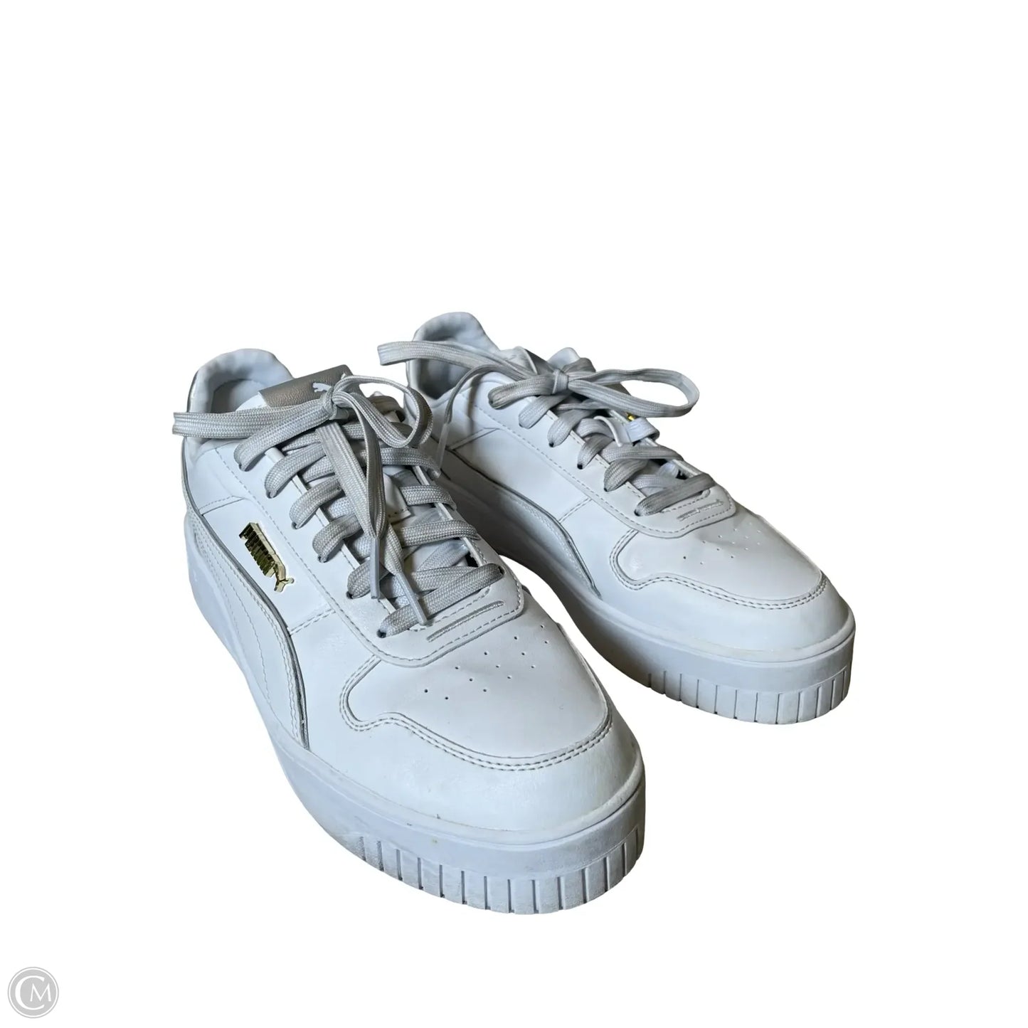 Shoes Flats By Puma In Gold & White, Size: 8