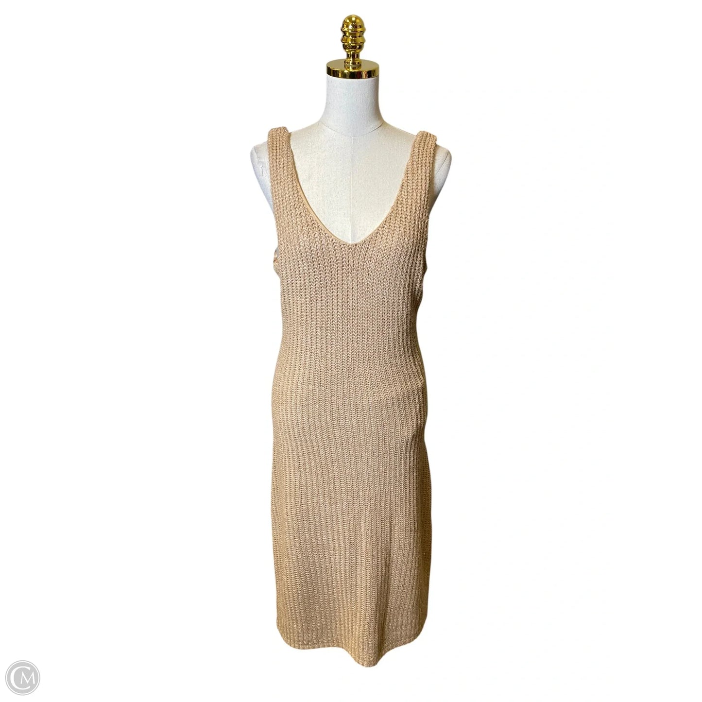 Dress Casual Midi By Versona In Tan, Size: Xl