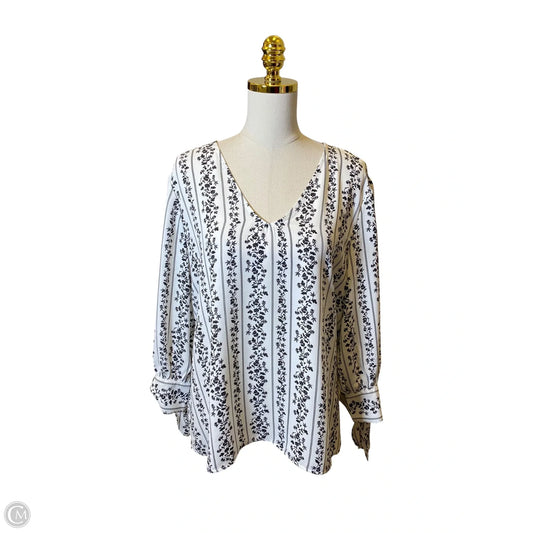 Top 3/4 Sleeve By Ann Taylor In Black & White, Size: Xl