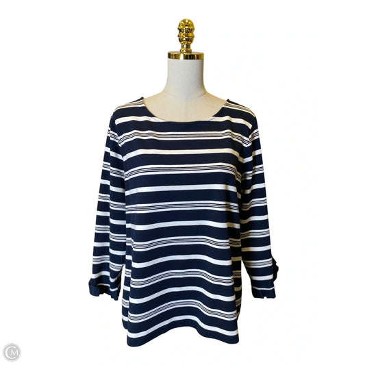Top Long Sleeve By Ann Taylor In Blue & White, Size: Xl