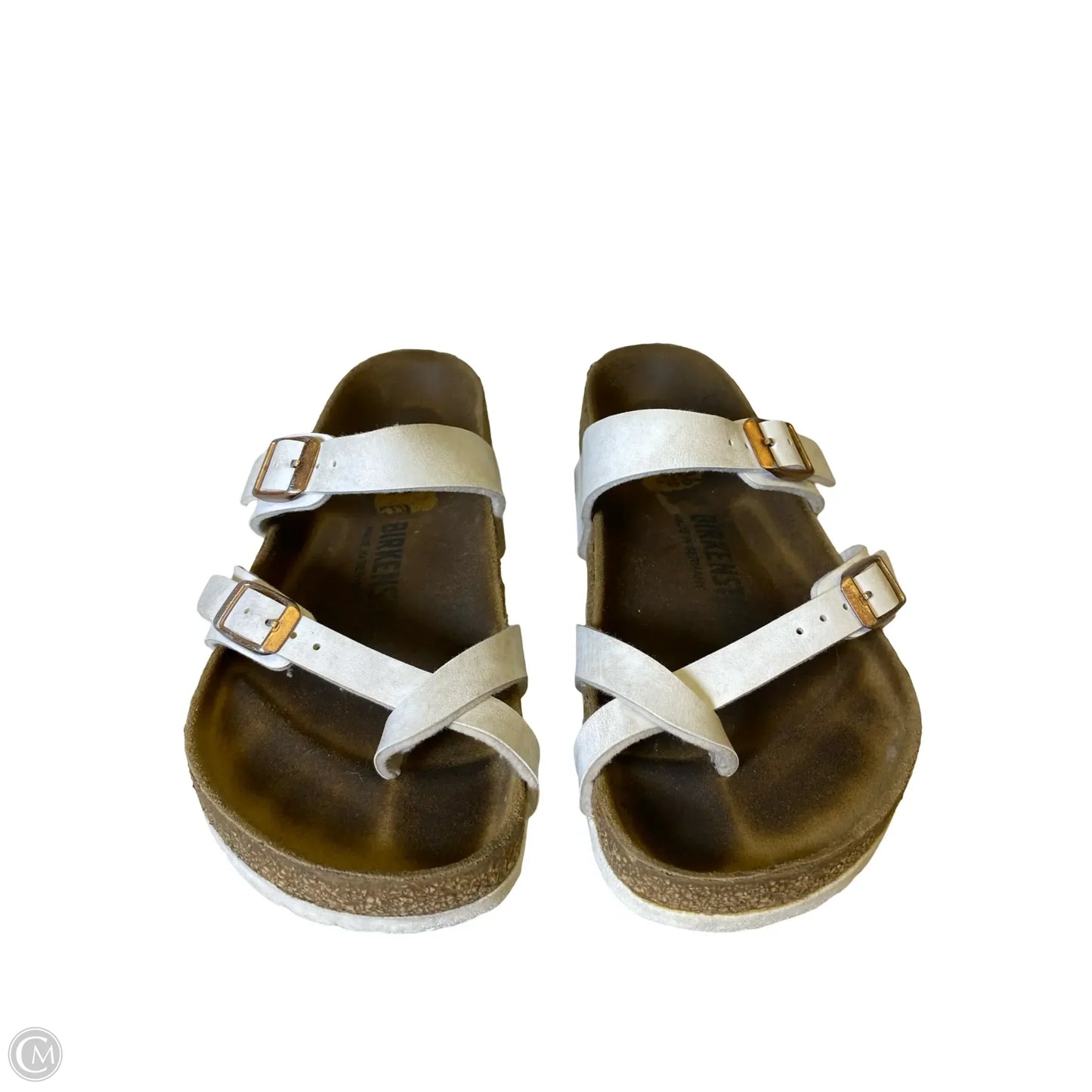 Sandals Flats By Birkenstock In White, Size: 5