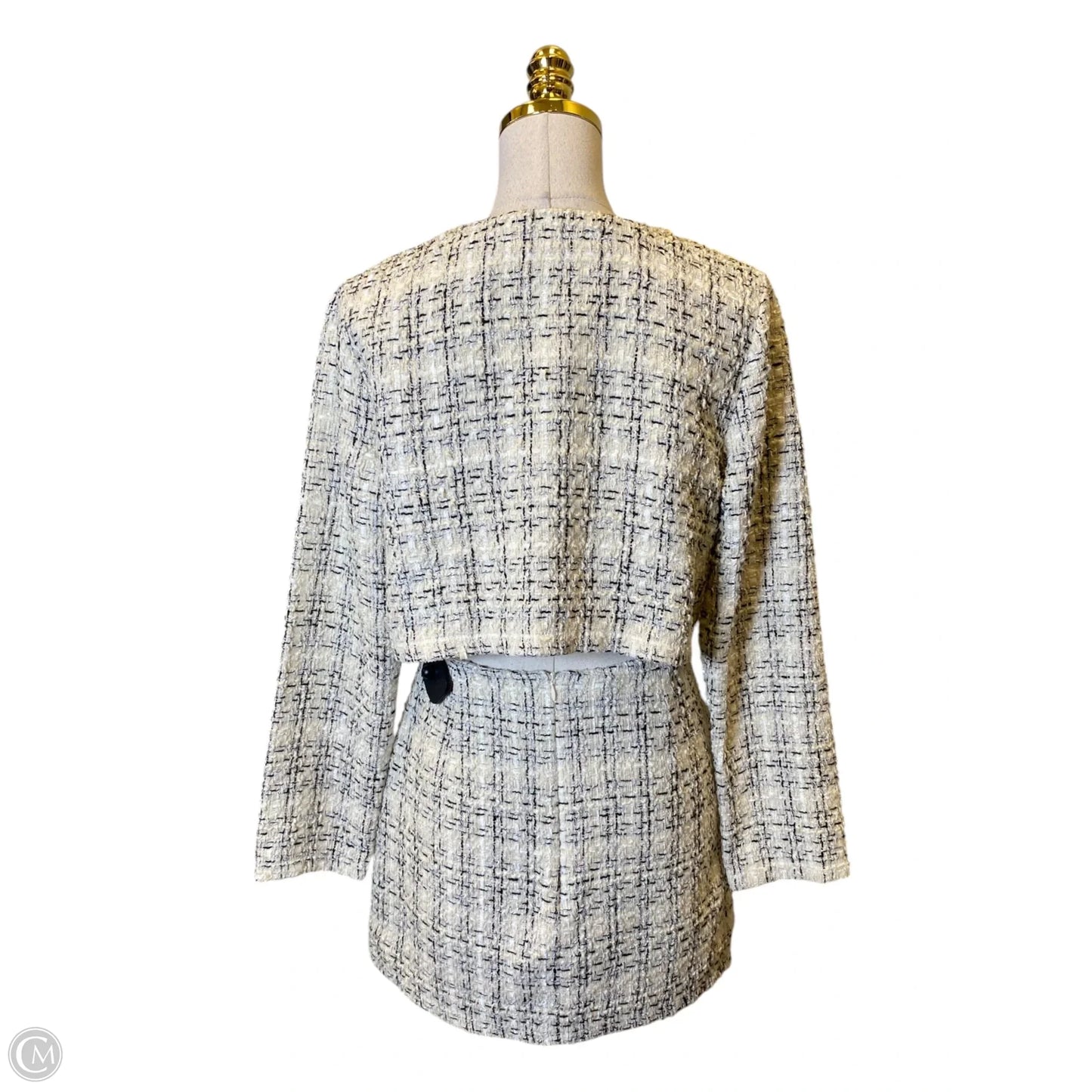 Top 2pc Long Sleeve By Clothes Mentor In Black & Cream, Size: M