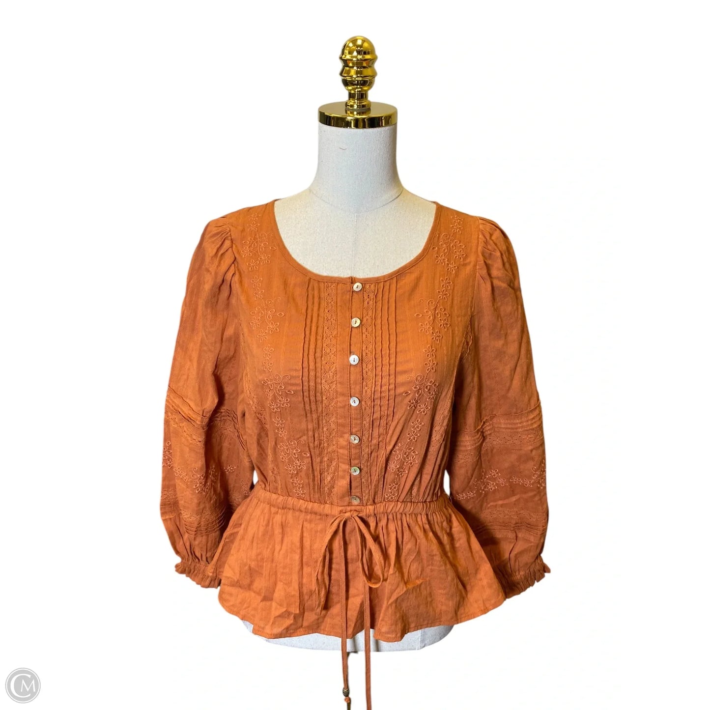Top Long Sleeve By In Loom In Orange, Size: S