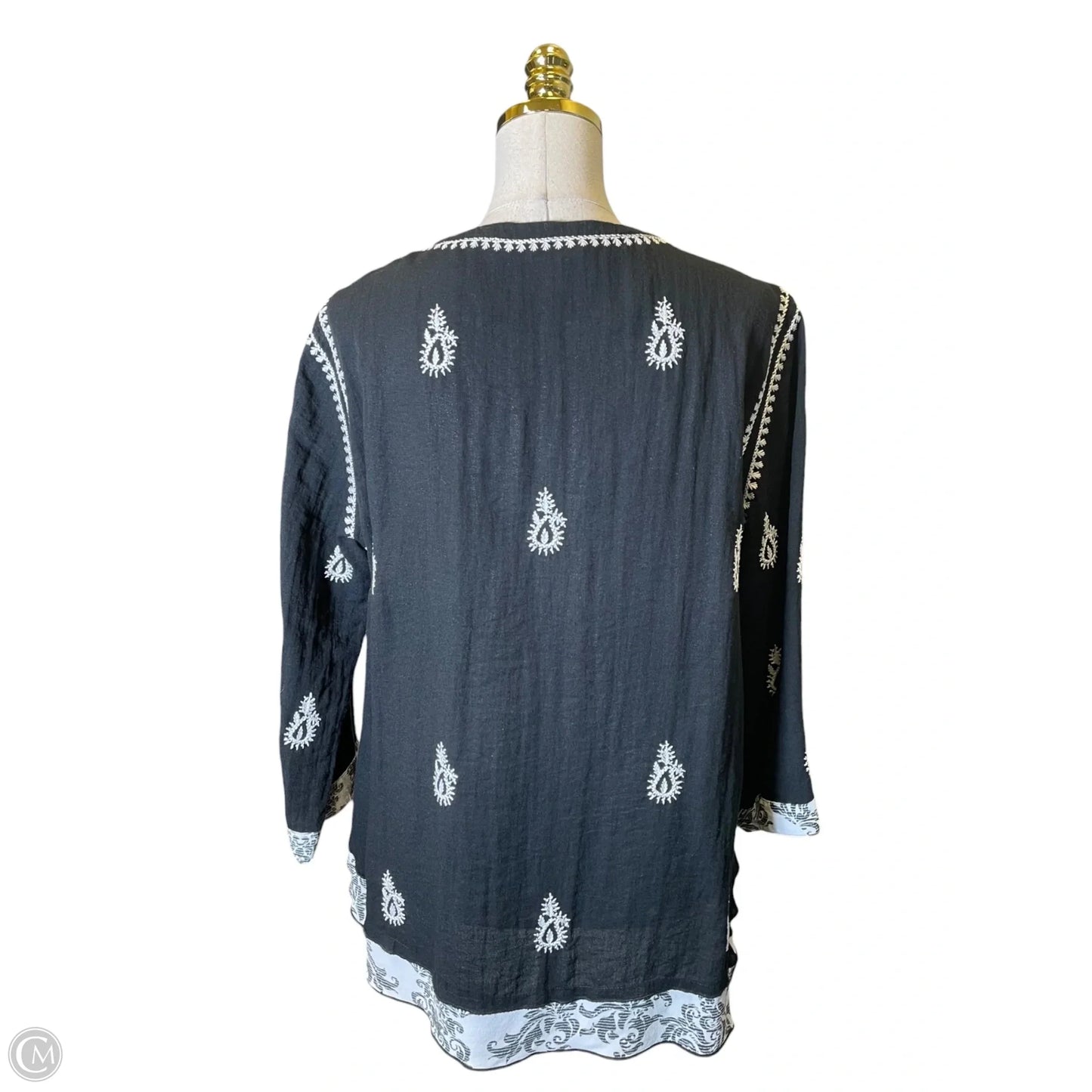 Top 3/4 Sleeve By John Mark In Black & White, Size: L