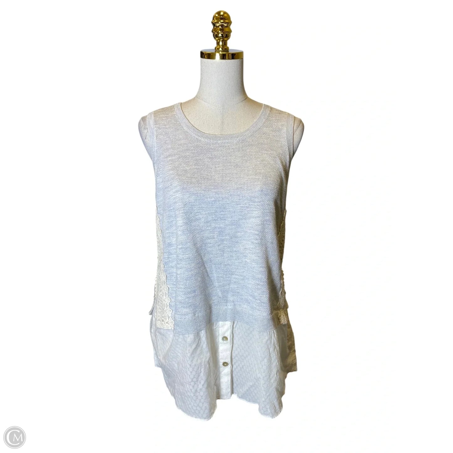 Top Sleeveless By Moth In Blue & Cream, Size: L