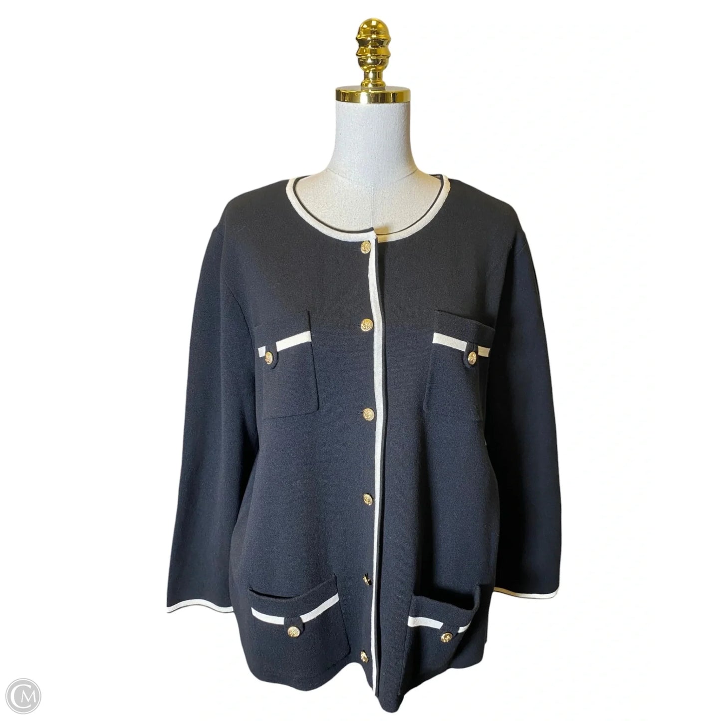Jacket Other By Anne Klein In Black & Cream, Size: Xl