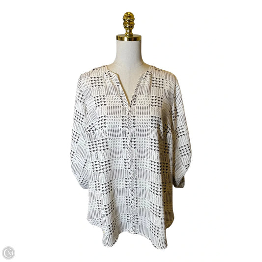 Top 3/4 Sleeve By 41 Hawthorn In Brown & Cream, Size: 1x
