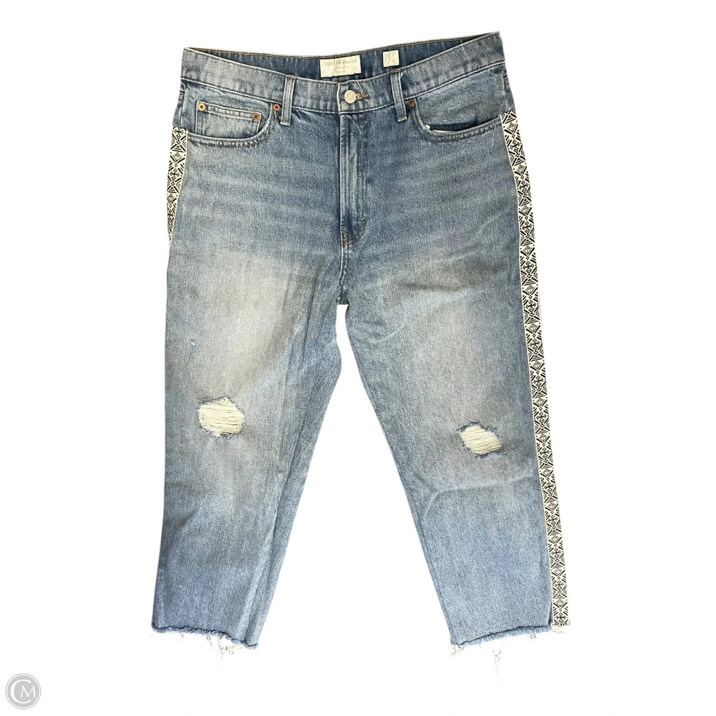 Jeans Cropped By Lucky Brand In Blue Denim, Size: 12