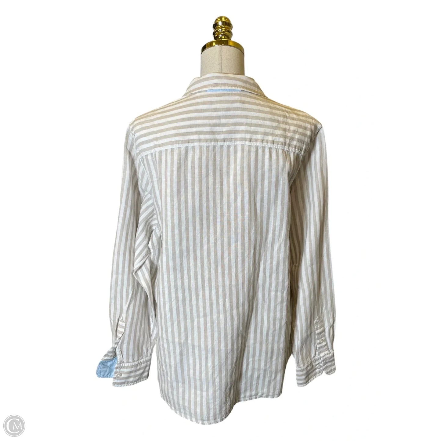 Top Long Sleeve By Tommy Bahama In Tan & White, Size: Xl