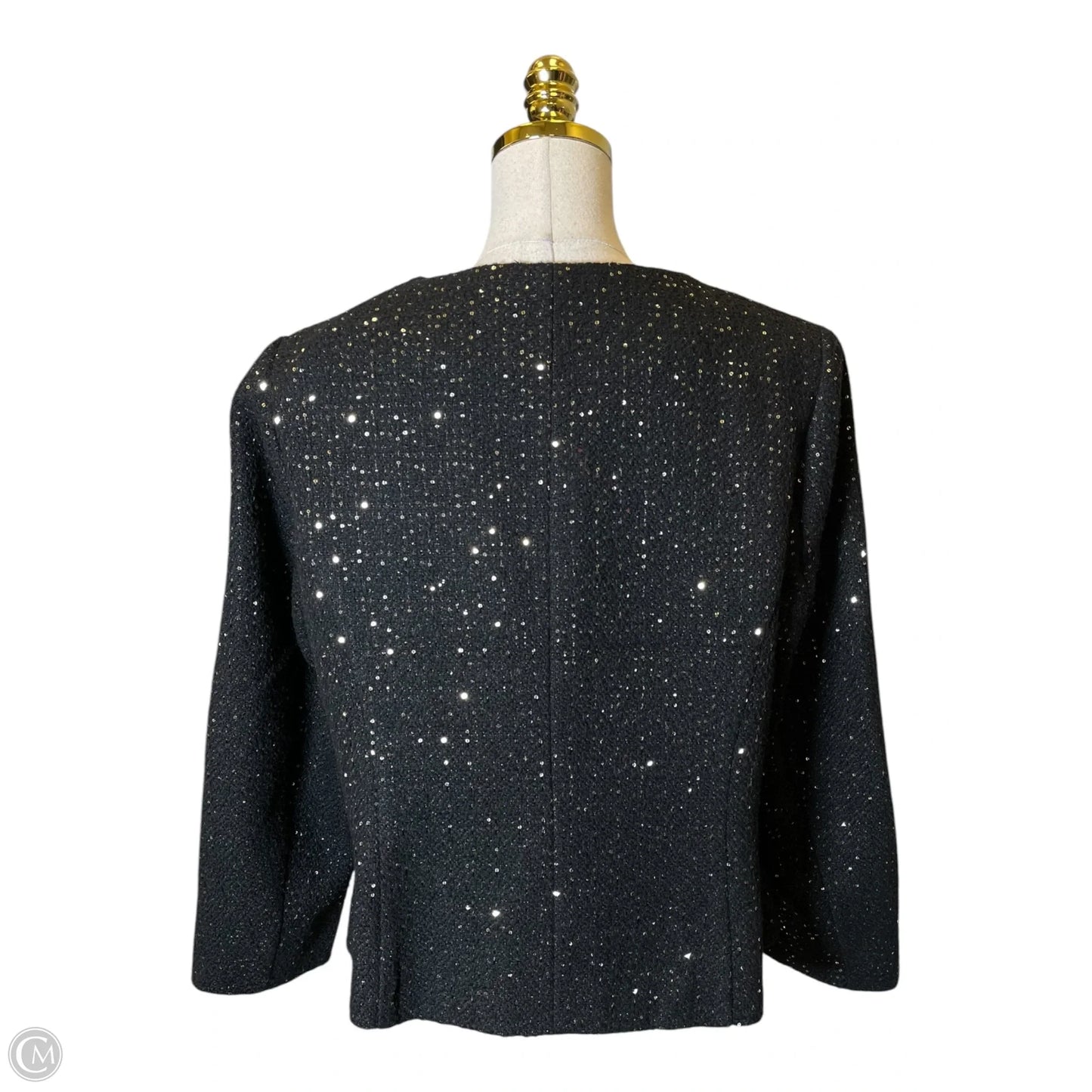 Blazer By Anne Klein In Black & Gold, Size: L