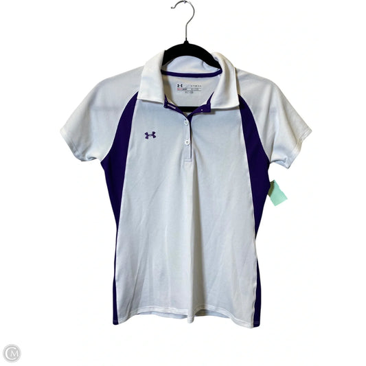 Athletic Top Short Sleeve By Under Armour In Purple & White, Size: Xs
