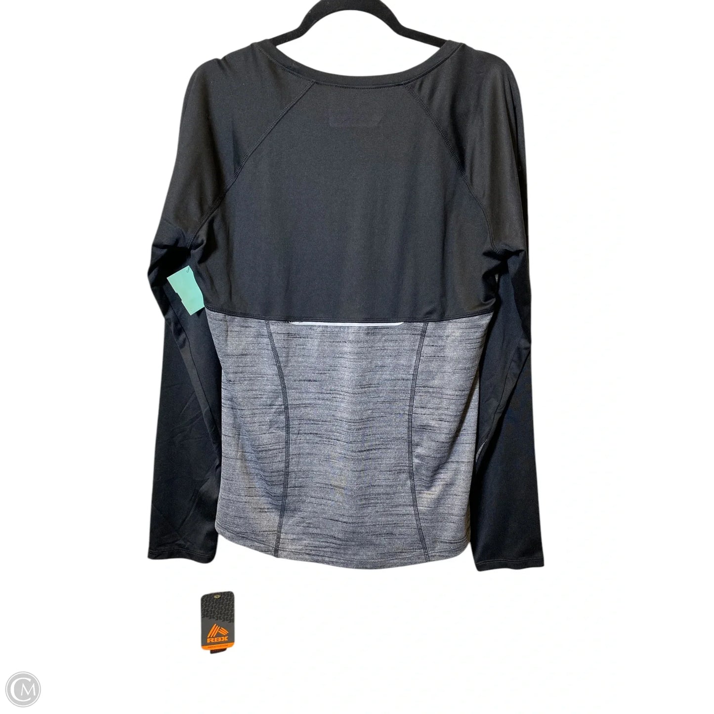 Athletic Top Long Sleeve Collar By Rbx In Black & Grey, Size: L