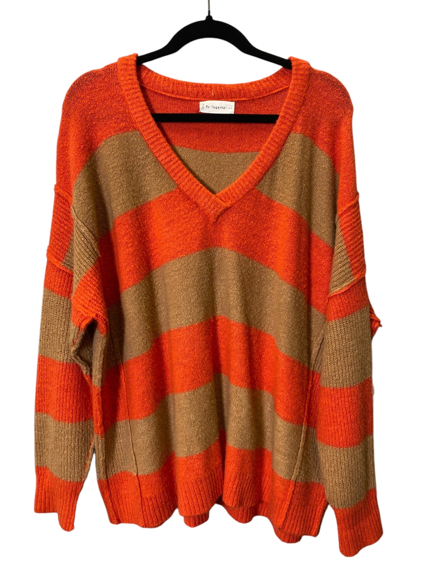 Sweater By By Together In Orange & Tan, Size: L