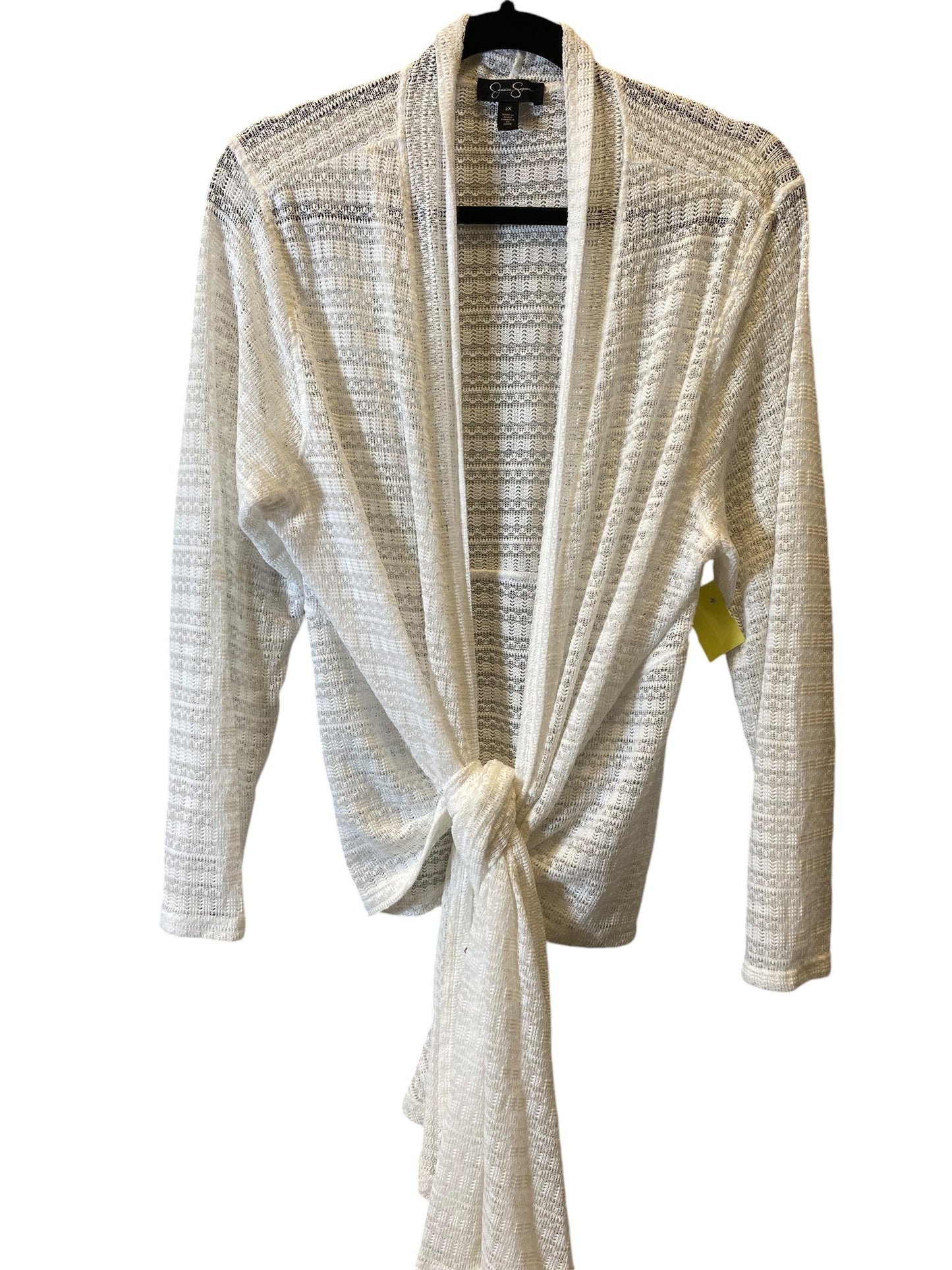 Sweater Cardigan By Jessica Simpson In White, Size: 2x