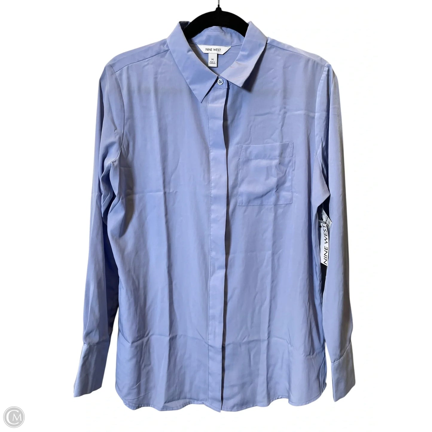 Blouse Long Sleeve By Nine West In Purple, Size: M