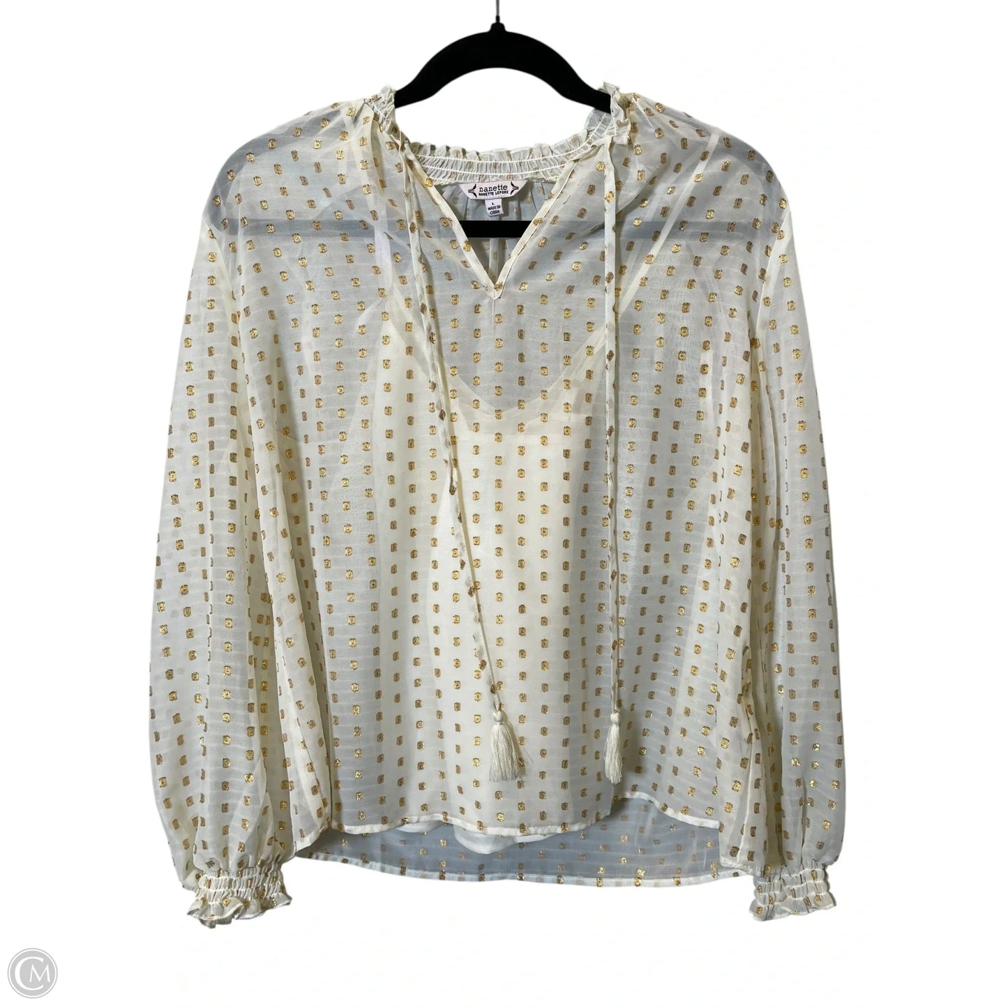 Top Long Sleeve By Nanette Lepore In Gold & Tan, Size: L