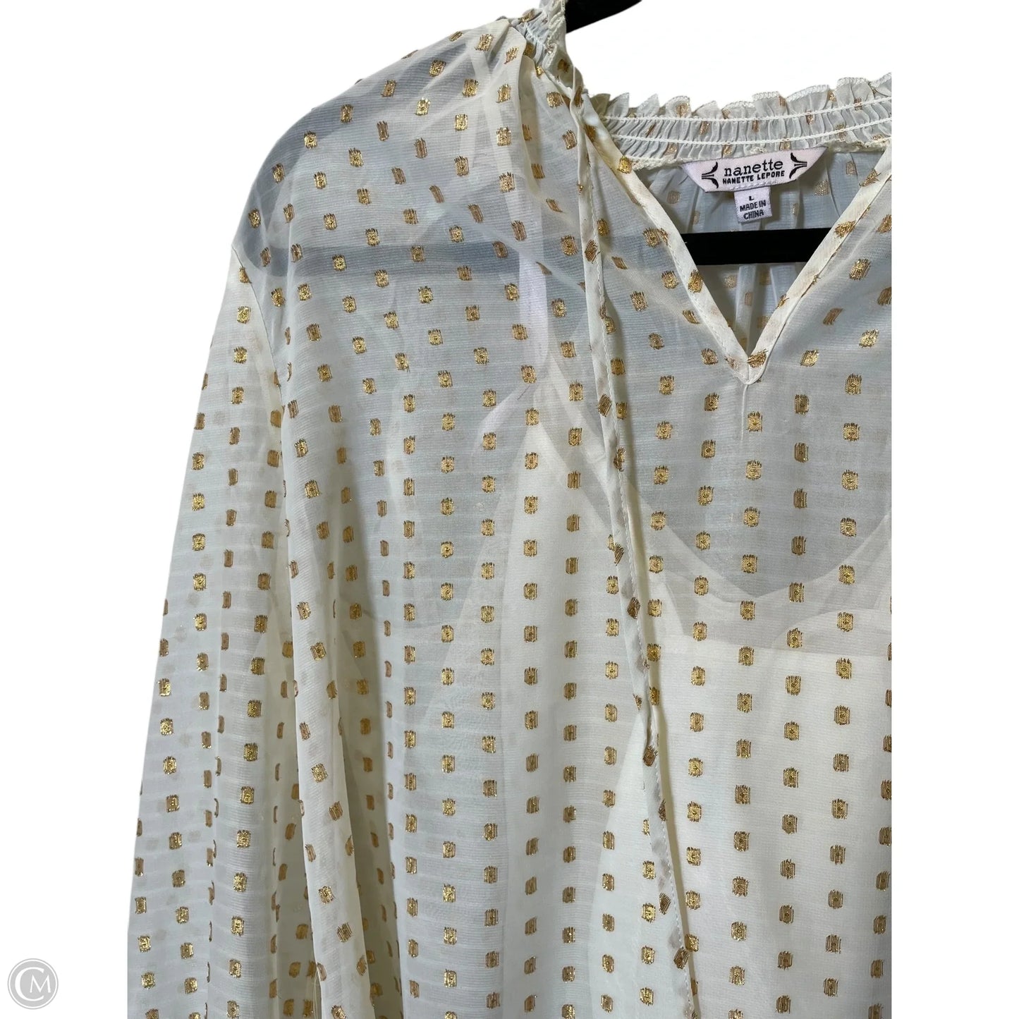 Top Long Sleeve By Nanette Lepore In Gold & Tan, Size: L