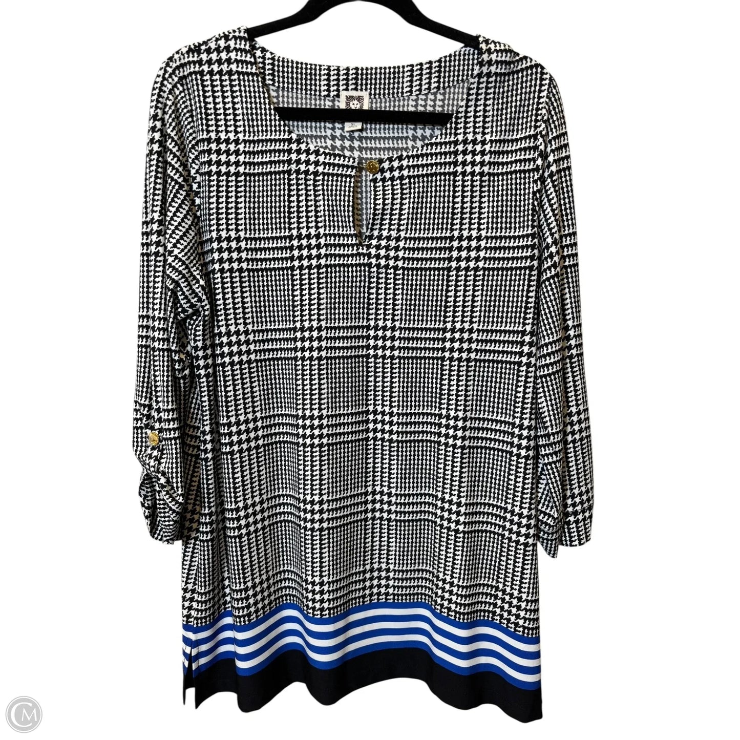 Top Long Sleeve By Anne Klein In Black & White, Size: Xl