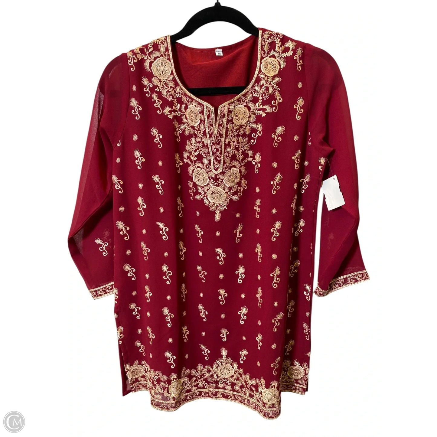 Top Long Sleeve By Clothes Mentor In Gold & Red, Size: M