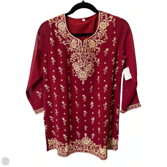 Top Long Sleeve By Clothes Mentor In Gold & Red, Size: M