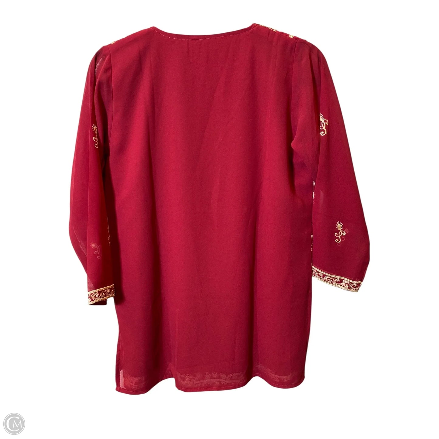 Top Long Sleeve By Clothes Mentor In Gold & Red, Size: M