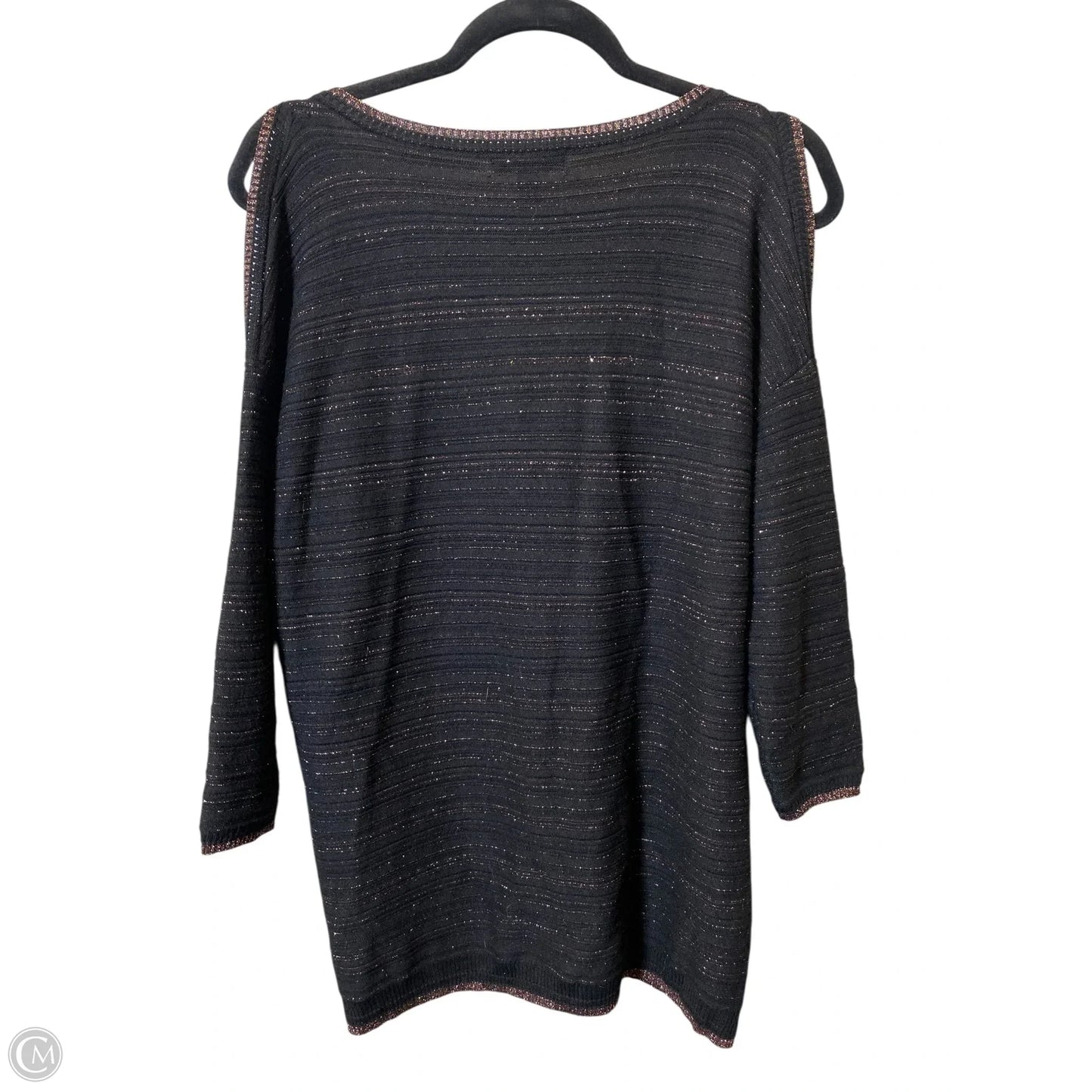 Top 3/4 Sleeve By Roz And Ali In Black & Gold, Size: M