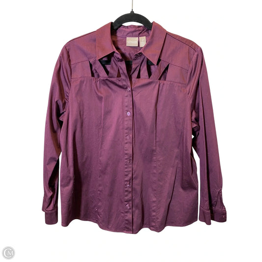 Top Long Sleeve By Chicos In Maroon, Size: L