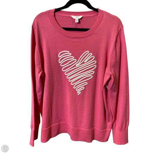Sweater By Time And Tru In Pink & White, Size: Xxl