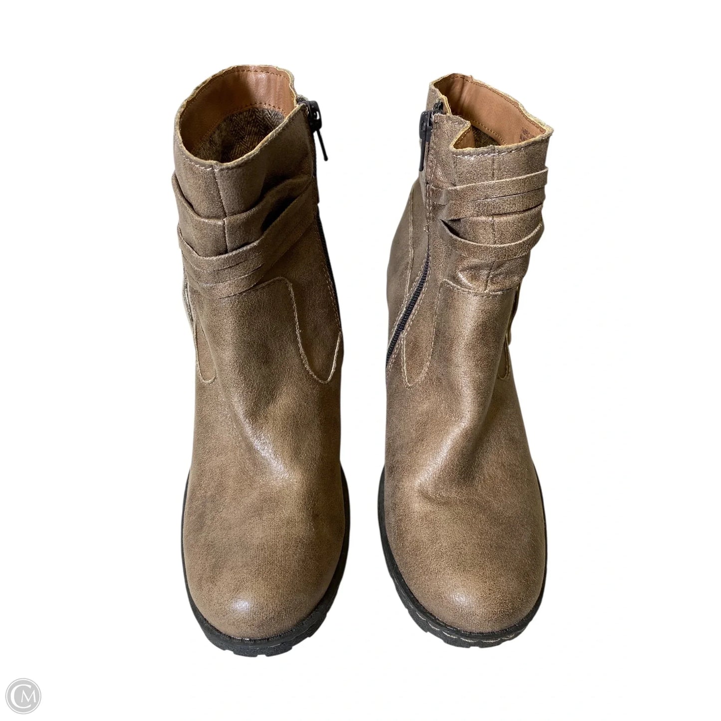 Boots Ankle Heels By Boc In Brown, Size: 8