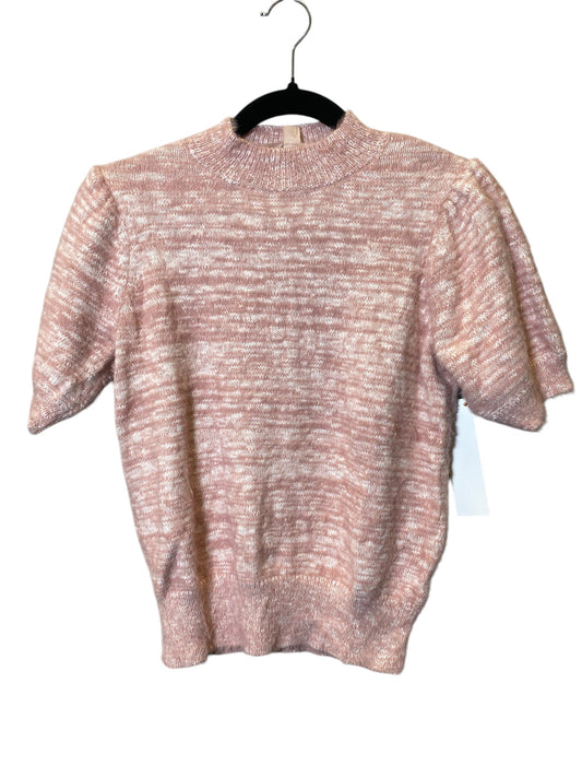 Sweater Short Sleeve By Philosophy In Pink & White, Size: S