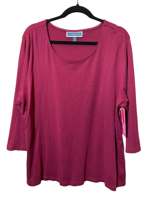 Top 3/4 Sleeve By Karen Scott In Maroon, Size: 3x