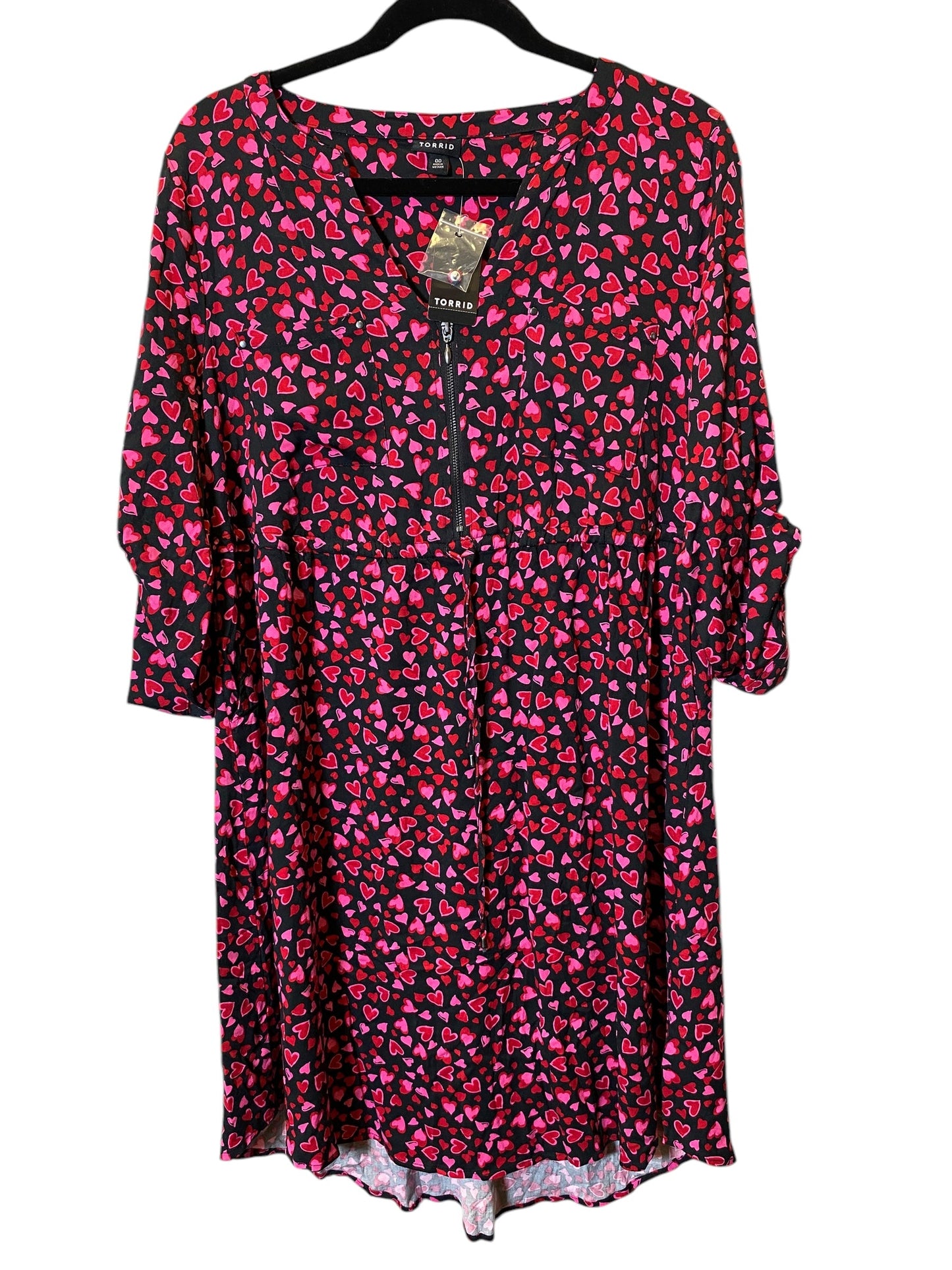 Dress Casual Midi By Torrid In Black & Pink, Size: L