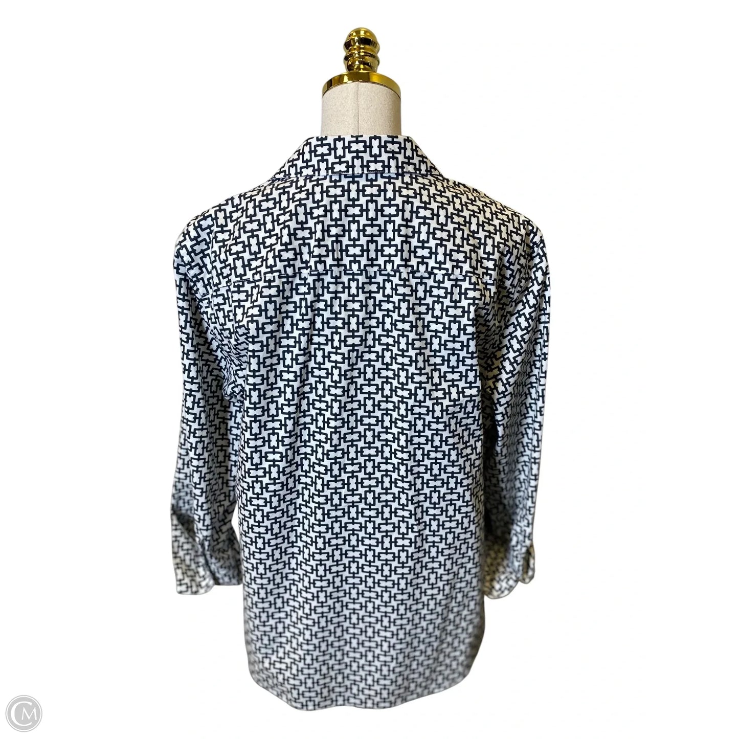 Top Long Sleeve By Foxcroft In Black & White, Size: Xl