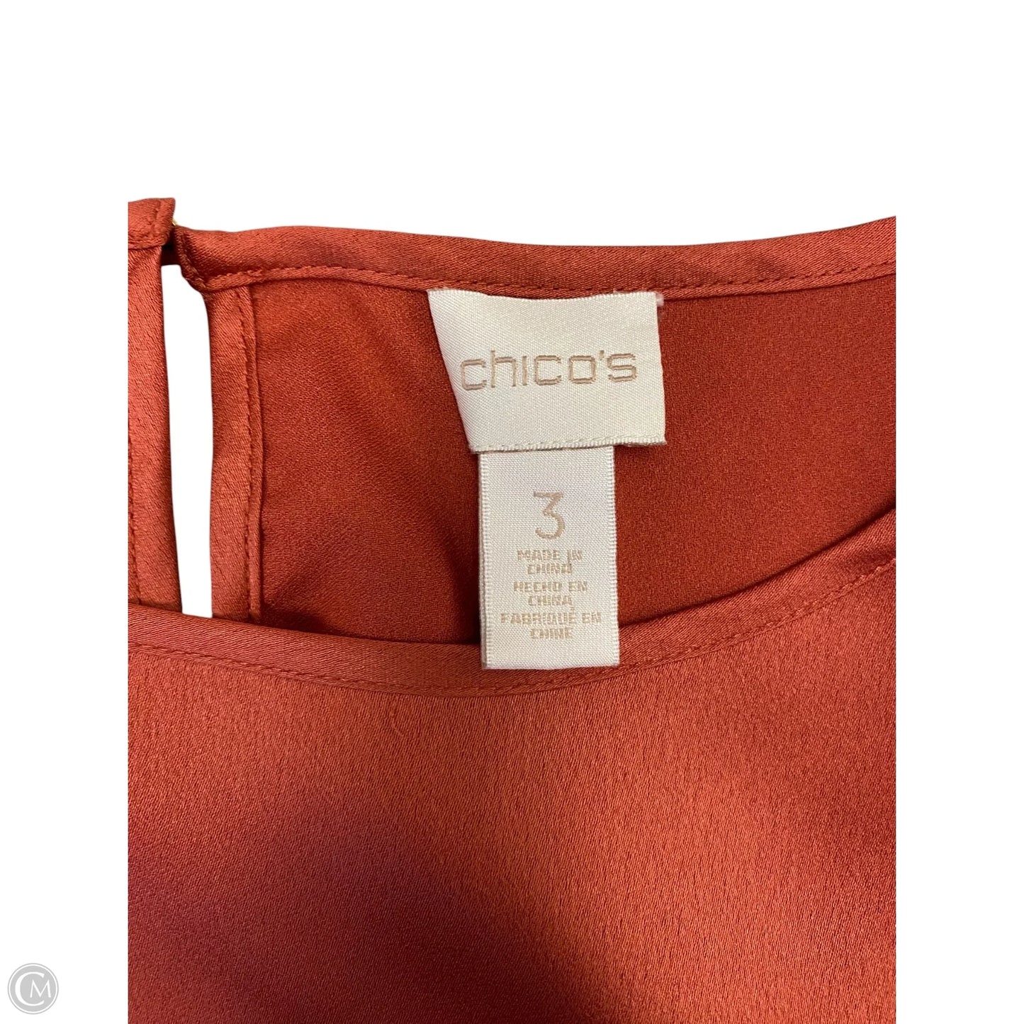 Top 3/4 Sleeve By Chicos In Orange, Size: Xl